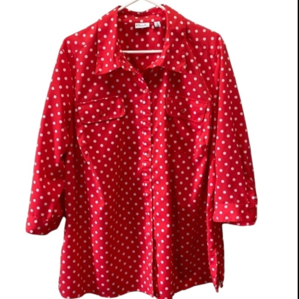 Red Polka Dot Button-Up Shirt